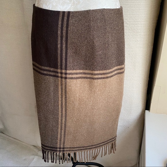 Worth 8/10 Wool Plaid Blanket “Wrap” Skirt Brown - Picture 2 of 8